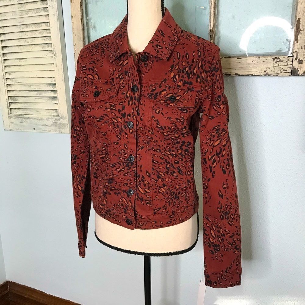 NWT Cute Ella Moss Animal Print Jean Jacket